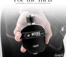 Sapil Intense Noir for men Eau De Toilette 100ml, Affordable Luxury Perfume, Aromatic Ambery Fragrance with Lemon, Birch, Bermagot Top Notes, Bold Blend Perfumes for Men