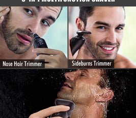 PRITECH Mens Electric Razor for Men Electric Face Shavers Rechargeable Shaving Men's Cordless Razors IPX7 Waterproof Wet Dry 3 in 1 Rotary Shavers Beard Nose Mustache Trimmer USB Charging