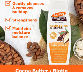Palmer's Cocoa Butter Formula Biotin Length Retention Shampoo -Vitamin E-Gentle Cleaning - Strengthen Hair-Minimize Tangling-Maintain Moisture-Sulphate,Silicon, Paraben, Mineral Oil Free-400ML