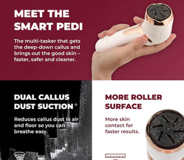 Own Harmony Electric Callus Remover with Vacuum - Foot Care for Women - Professional Pedicure Tools and Powerful Pedi Care Vac - 3 Rollers Feet File CR2100 for Hard, Dry, Cracked Heels (USB Cable)