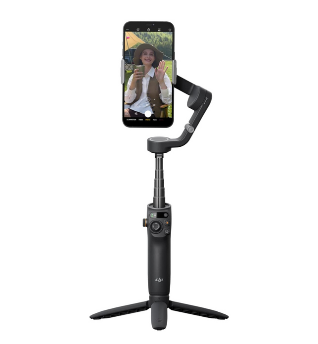 OSMO Mobile 6 Smartphone Gimbal Stabilizer, 3-Axis Phone Gimbal, Built-In Extension Rod, Android and iPhone Gimbal, Vlogging Stabilizer YouTube TikTok video, UAE Version with Official Warranty Support