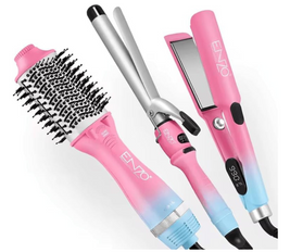 ENZO EN-3312 Hair Styling Pack  Professional Straightener, Curler & Volumizer for Smooth, Sleek Hair  Intl Version