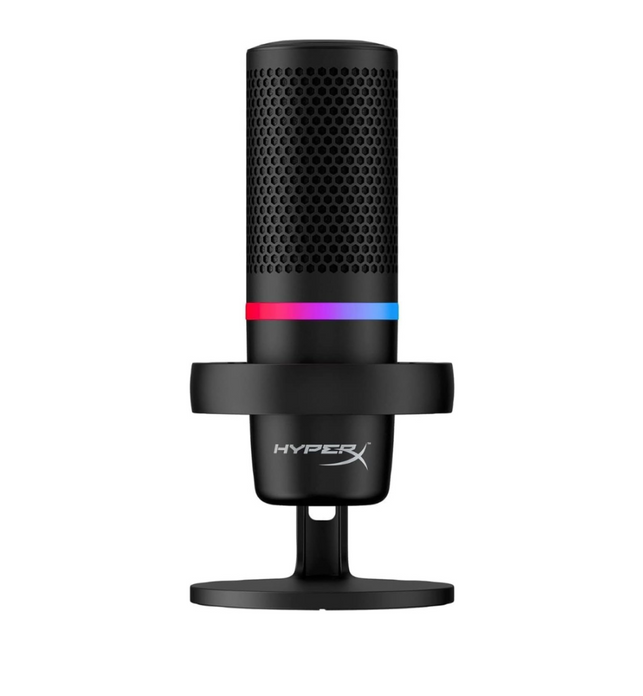 HyperX DuoCast RGB USB Condenser Microphone for PC, PS5, PS4, Mac, Low profile Shock Mount, Cardioid, Omnidirectional, Pop Filter, Black, 4P5E2AA