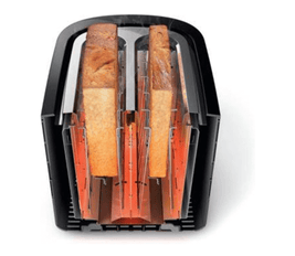 Philips Toaster Viva Collection - 2 Extra Wide Slots, 7 Browning Levels, Built-in Bun Warmer, Auto-Shut, Cancel Button, Defrost Function, Metal/Black - HD2637/91