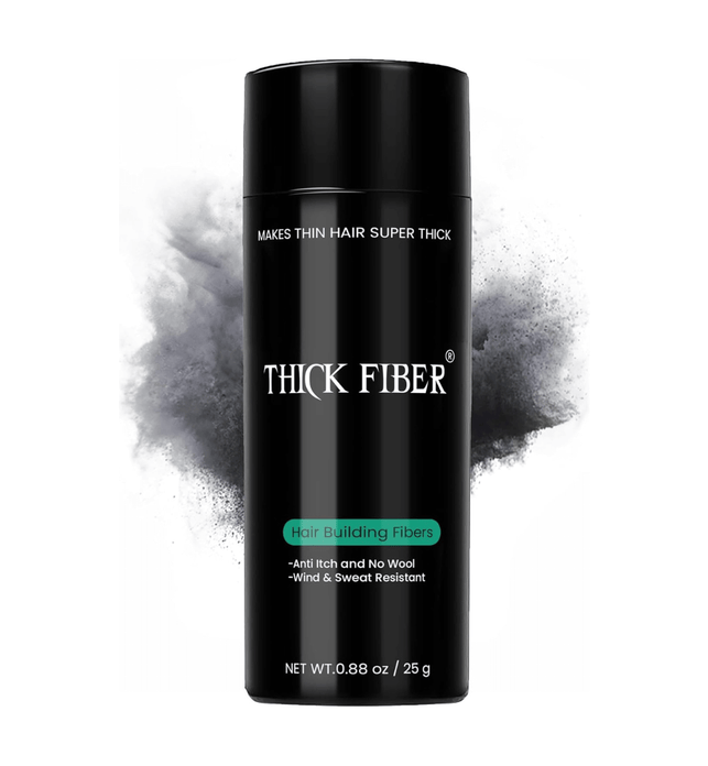 THICK FIBER Hair Fibers for Thinning Hair (Black) 25g Bottle, Hair Loss concealer for Men & Women
