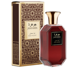 Jawhara Collection Oud Velvet Unisex Eau de Parfum, Woody Ambery Fragrance, With Saffron, Oud Wood & Vanilla Accords, 3.3oz