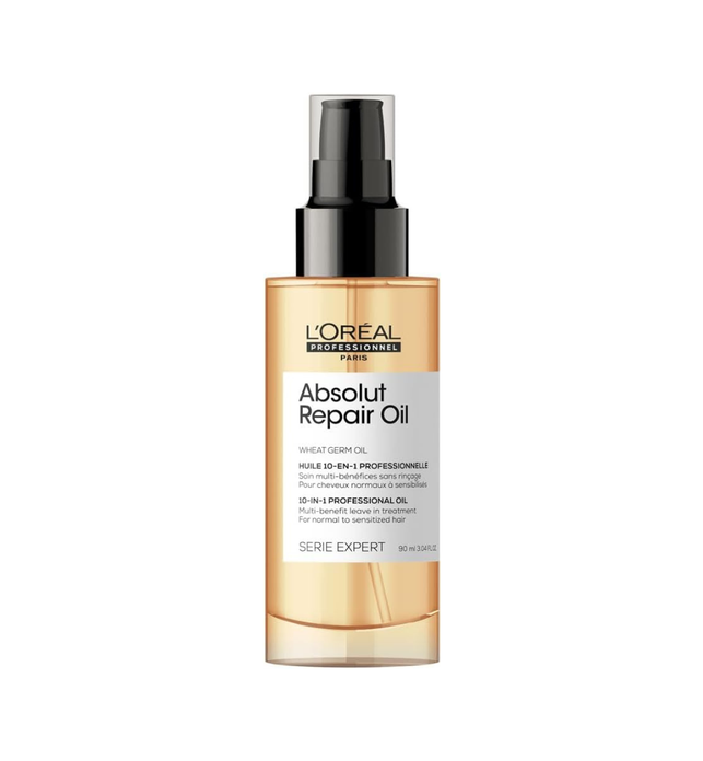 L’Oréal Professionnel | Absolut Repair Oil multi-benefit leave in treatment | For dry and damaged hair | | Repairs & Hydrates Dry, Damaged Hair | With Protein and Gold Quinoa | SERIE EXPERT | 90ML