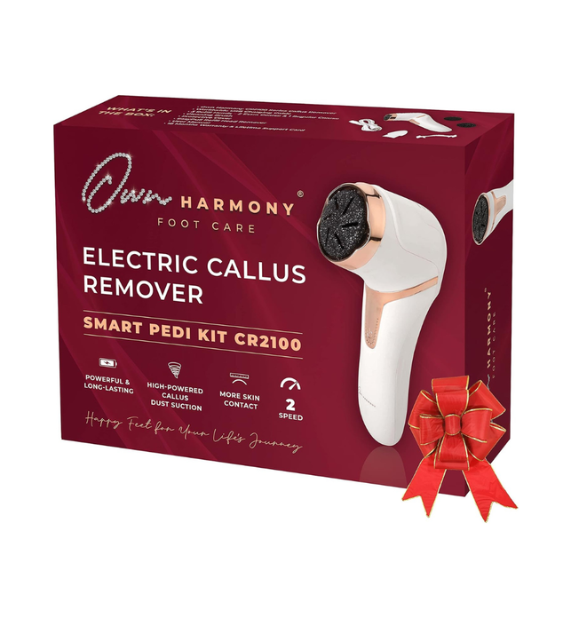 Own Harmony Electric Callus Remover with Vacuum - Foot Care for Women - Professional Pedicure Tools and Powerful Pedi Care Vac - 3 Rollers Feet File CR2100 for Hard, Dry, Cracked Heels (USB Cable)