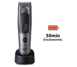 Braun Hair Clipper Series 7, Featuring Lifetime-Sharp Blades, 17 Length Settings, With 4 Styling Tools, 50-min runtime, Gifts for Men, HC7390, Silver