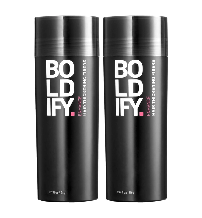 BOLDIFY Hair Fibers (2 x 56g) - Fill In Thinning and Fine Hair for an Instantly Fuller, Thicker Look - 14 Shades for Women & Men - Medium Brown