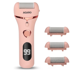 AGARO Callus Remover with 3 Interchangeable Head Rollers, Electronic Foot Scrubber For Callus & Dead Skin Removal, Pedicure Device, 2 Speed, Rechargeable Foot Care, Waterproof, CR1727, Pink