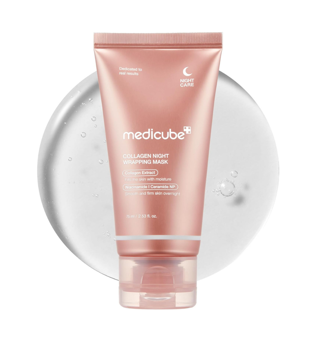 medicube Collagen Overnight Wrapping Peel Off Facial Mask Pack - Elasticity & Hydration Care, Reduces Sagging & Dullness - Hydrolyzed Collagen For Glowing Skin - Korean Skin Care, 2.53 fl.oz