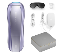 Ulike Air 10 IPL Laser Hair Removal for Women & Men, 65°F Ice-Cooling, Dual Lights, Skin Sensor & SHR Mode for Nearly Painless, Long-Lasting Hair Removal, Includes Leather Case, Purple