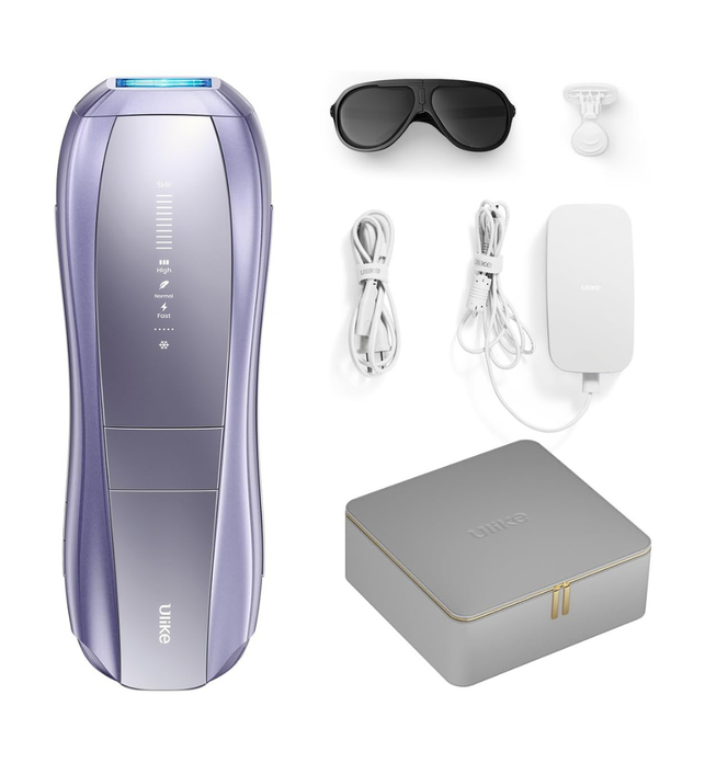 Ulike Air 10 IPL Laser Hair Removal for Women & Men, 65°F Ice-Cooling, Dual Lights, Skin Sensor & SHR Mode for Nearly Painless, Long-Lasting Hair Removal, Includes Leather Case, Purple