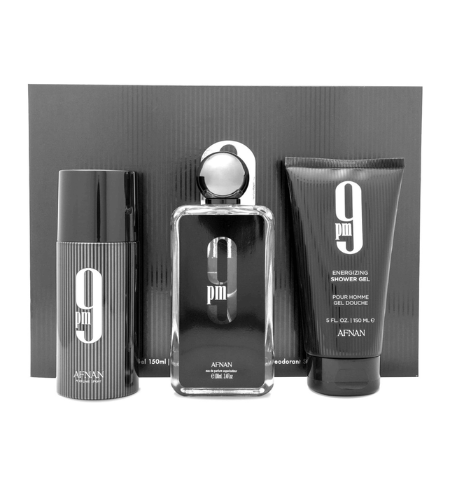 Afnan Gift Set 9 PM Eau De Perfume 100 ML+Deodorant 150 ML+Shower Gel 150 ML|Gift Set For Men