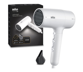 Braun Hair Dryer HD2.1, 2100 Watts, Fast Performance, 2100 Watts, Nozzle Attachement, Filter Clean Indicator, 195cm Cord, BRHD210SDE -Conc White