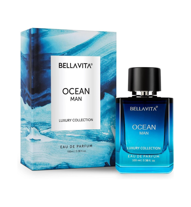 BellaVita Luxury Ocean Aquatic Eau De Parfum for Men - Fresh Citrusy & Fragrance with Marine, Orchid & Musk | Long-Lasting Mens Perfume | Oceanic & Sea Vanilla Notes | Fragrance Gift for Men, 100ml