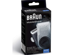 Braun Pocketgo Mobile Electric Travel Shaver, M90, Black/Silver