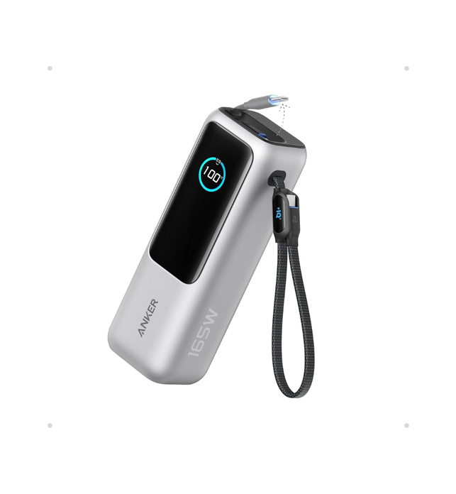 Anker Power Bank, 25,000mAh 165W Ultra-Fast Portable Charger for Dual Laptops, Fast Charging Battery Pack with Built-In and Retractable Cables, For iPhone 17/16 Series, Samsung, and More