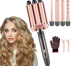 Rosy Forth Hair Curling Iron, Professional Curling Wand Set, 5 in 1 Hair Curler with 5 Interchangeable Curling Wand Ceramic Barrel, and 2 Temperature Adjustments, Heat Protective Glove & 2 Clips