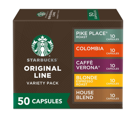 Nespresso Starbucks Capsules, Favorites Variety Pack (Box of 5, 50 Pods, Compatible with Nespresso Original Machines)