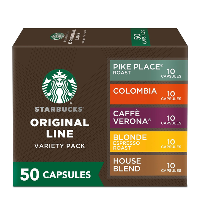 Nespresso Starbucks Capsules, Favorites Variety Pack (Box of 5, 50 Pods, Compatible with Nespresso Original Machines)