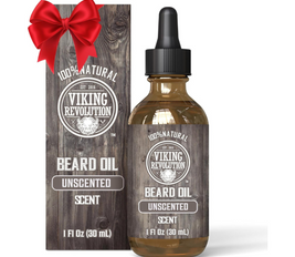 Viking Revolution Beard Oil Conditioner All Natural Unscented Argan & Jojoba Oils  Softens, Smooths & Strengthens Beard Growth  Grooming Beard and Mustache Maintenance Treatment, 1 Pack