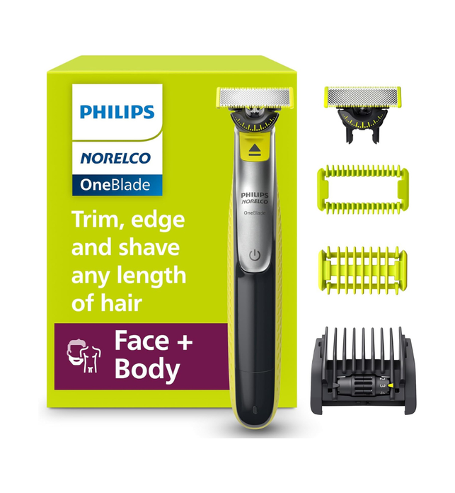 Philips Norelco OneBlade 360 Face + Body Hybrid Electric Trimmer and Shaver, QP2834/70, Black