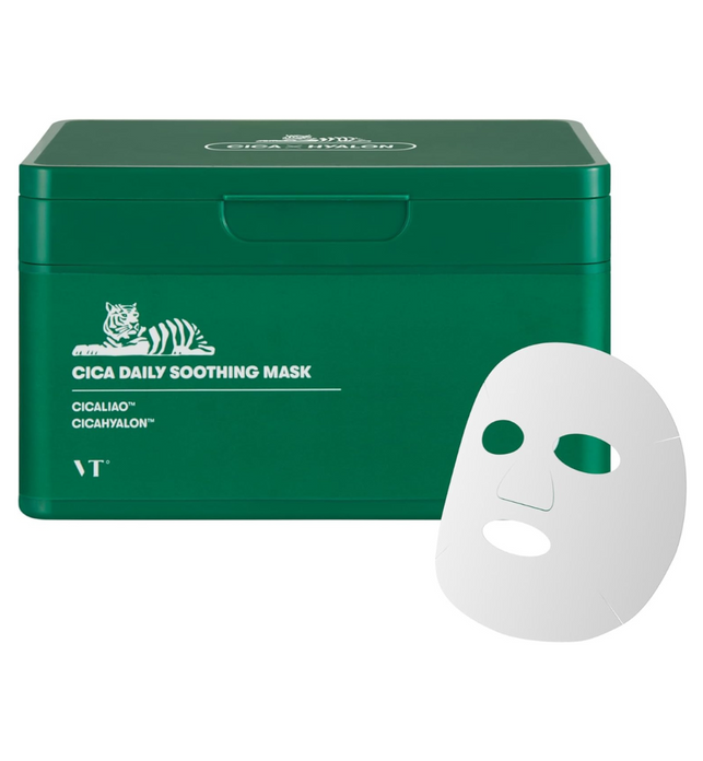 VT COSMETICS Daily Soothing Mask 30ea, Facial Sheet Mask Pick and Quick Dispenser Type Refreshing Moisturizing Korean Face Mask, 30 day supply