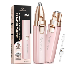 Painless Rechargeable Eyebrow Hair Trimmer: A 2-in-1 Eyebrow Trimmer for women for shaping eyebrows and gently removing unwanted hair from the face chin neck upper lip including peach fuzz