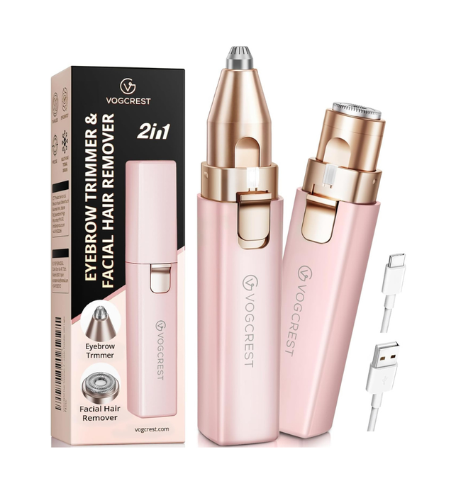 Painless Rechargeable Eyebrow Hair Trimmer: A 2-in-1 Eyebrow Trimmer for women for shaping eyebrows and gently removing unwanted hair from the face chin neck upper lip including peach fuzz