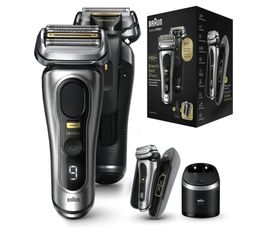 Braun Series 9 PRO+ 9577cc Wet & Dry Electric shaver 5+1 Direct&Cut Blade, ProTrimmer, SkinGuard and titanium-coated ProLift Blade.The 6in1 SmartCare Center, Made in Germany - Silver
