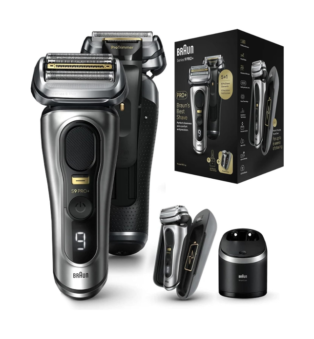 Braun Series 9 PRO+ 9577cc Wet & Dry Electric shaver 5+1 Direct&Cut Blade, ProTrimmer, SkinGuard and titanium-coated ProLift Blade.The 6in1 SmartCare Center, Made in Germany - Silver