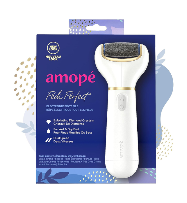 Amope Pedi Perfect Advanced Electronic Dry Foot File with Diamond Crystals for Feet, Removes Hard and Dead Skin – 1 Count