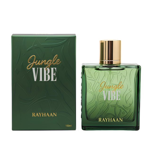 Rayhaan Jungle VIBE Perfume, Green Glass Bottle with Gold Cap, 100ml, Luxury Fragrance