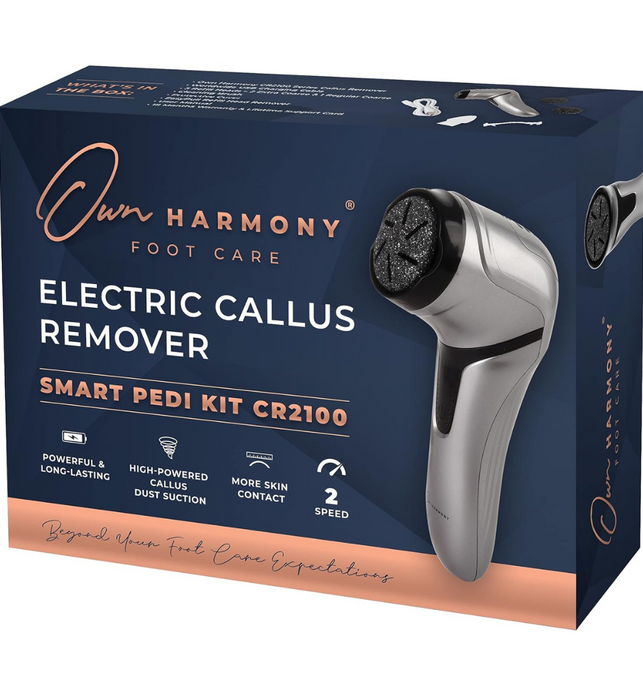 Electric Foot Callus Remover with Vacuum - Own Harmony Professional Pedicure Tools Kit for Powerful Pedi Feet Care Vac, CR2100 3 Rollers Foot File - Best for Hard, Dry, Cracked, Dead Skin (USB Cable)