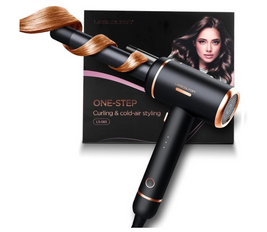 LESCOLTON Ceramic Curling Iron with Cooling Air Long Last 1" Barrel Hair Curler Volcanic Lava Mineral Protect Hair and Create Beach Wave Curls (Black)