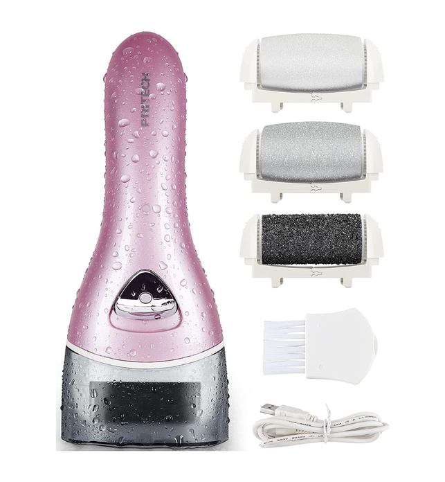PRITECH Electric Feet Callus Removers Rechargeable,Portable Electronic Foot File Pedicure Tools, Electric Callus Remover Kit,Professional Pedi Feet Care Perfect for Dead,Hard Cracked Dry Skin（Pink）