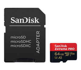 SanDisk 64GB Extreme Pro microSD UHS I Card for 4K Video on Smartphones, Action Cams & Drones 200MB/s Read, 90MB/s Write, SDSQXCU 064G GN6MA, Red/Black