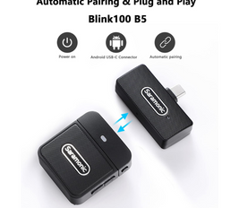 Saramonic Wireles Microphone,Blink100 B5 Wireless Clip Microphone Portable Transmitter&Receiver for Android Type C Smartphone Video Recording TikTok Live Steam YouTube Vlog Interview, Bluetooth, USB