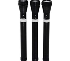 Geepas 3-in-1 Rechargeable LED Flashlight, CREE LED, GFL4622 | Aluminium Body with Rubber Glow | Ni-Cd Battery | Ideal for Campaigning, Trekking, Outdoor, Etc