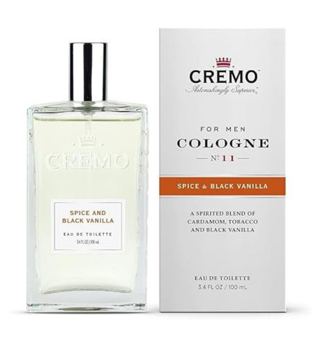 Cremo Spice & Black Vanilla Cologne Spray, An Explosion of Vibrant Spices, Tobacco and Vanilla, 3.4 Fl Oz