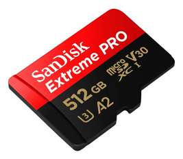 SanDisk 512GB Extreme Pro microSD UHS I Card for 4K Video on Smartphones, Action Cams & Drones 200MB/s Read, 140MB/s Write, SDSQXCD 512G GN6MA, Red/Black