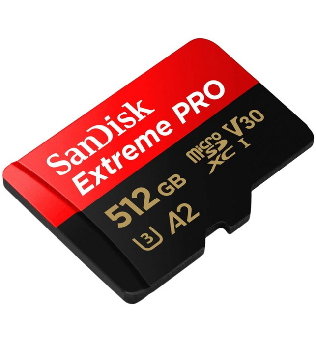 SanDisk 512GB Extreme Pro microSD UHS I Card for 4K Video on Smartphones, Action Cams & Drones 200MB/s Read, 140MB/s Write, SDSQXCD 512G GN6MA, Red/Black