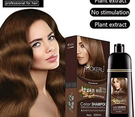 MOKERU Argan Oil Dye Hair Color Shampoo (02,500ml, Dark Brown)