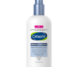 Cetaphil Sheer Hydration Body Lotion, 16 fl oz, 48Hr Moisturizer for Dry, Sensitive Skin, with Hyaluronic Acid, Vitamin E & B5