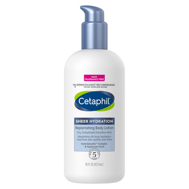 Cetaphil Sheer Hydration Body Lotion, 16 fl oz, 48Hr Moisturizer for Dry, Sensitive Skin, with Hyaluronic Acid, Vitamin E & B5