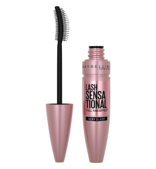 Maybelline New York Volume Mascara, Washable, Full Fan Effect, Long Eyelashes, Clump free, Lash Sensational, Very Black