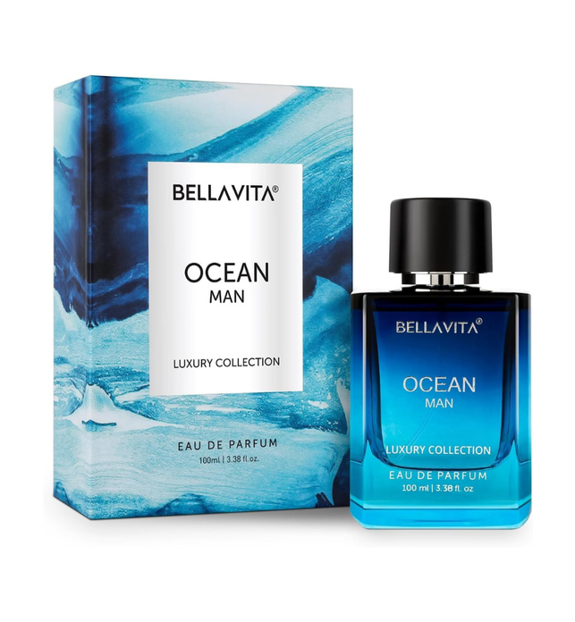 BellaVita Luxury Ocean Aquatic Eau De Parfum for Men Fresh Citrusy & Fragrance with Marine, Orchid & Musk | Long-Lasting Mens Perfume | Oceanic & Sea Vanilla Notes | Fragrance Gift for Men, 100ML