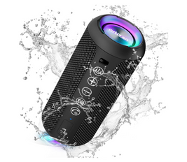 Ortizan Portable Bluetooth Speakers, IPX7 Waterproof Wireless Speaker with 24W Loud Stereo Sound, Outdoor Speaker with Bluetooth 5.3, Deep Bass, RGB Lights, Dual Pairing, 30H Playtime for Home, Party